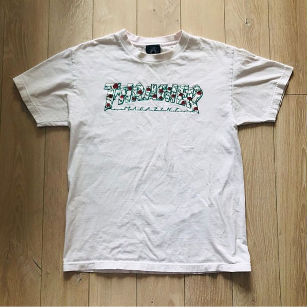 Vintage Thrasher Magazine Rose Vine T Shirt in White Size M